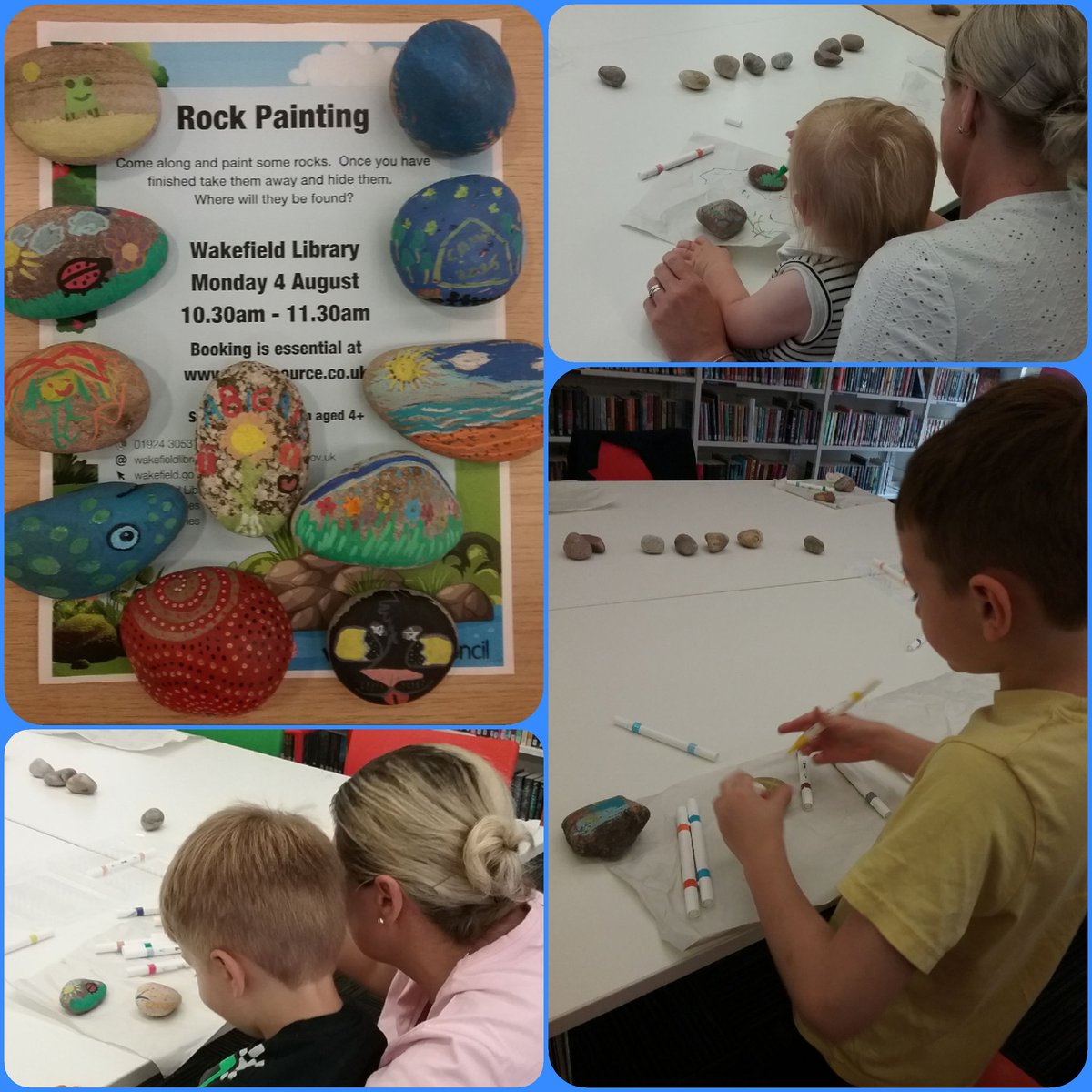 WFlibraries's tweet image. Children enjoyed Rock Painting today at #Wakefieldlibrary 👩‍👧‍👧
👉🤳A lot of #SummerActivities @WFlibraries for kids to book at ticketsource.co.uk 
#SummerReadingChallenge #StoryGarden 📚🏅🌱🌳🤗