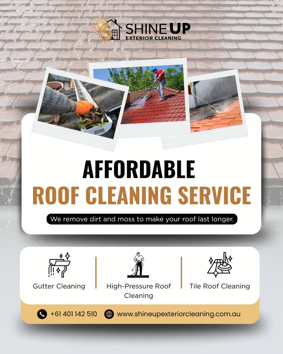 _Shineup's tweet photo. 🏠 Give your roof a fresh start!

📞 +61 401 142 510
🌐 https://t.co/gaSwctspZl
📧 info@shineupexteriorcleaning.com.au

#ShineUpExteriorCleaning #ShineUpCleaning #ExteriorCleaning #ShineUpServices #RoofCleaning #GutterCleaning #HighPressureCleaning #TileRoofCare #RoofMaintenance https://t.co/huRkeYCW4S