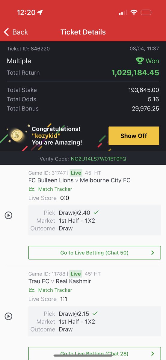 Livebet 2 won