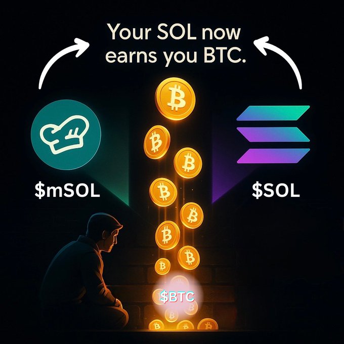 btcSOL과 mSOL을 통해 SOL이 BTC를 버는 과정 일러스트