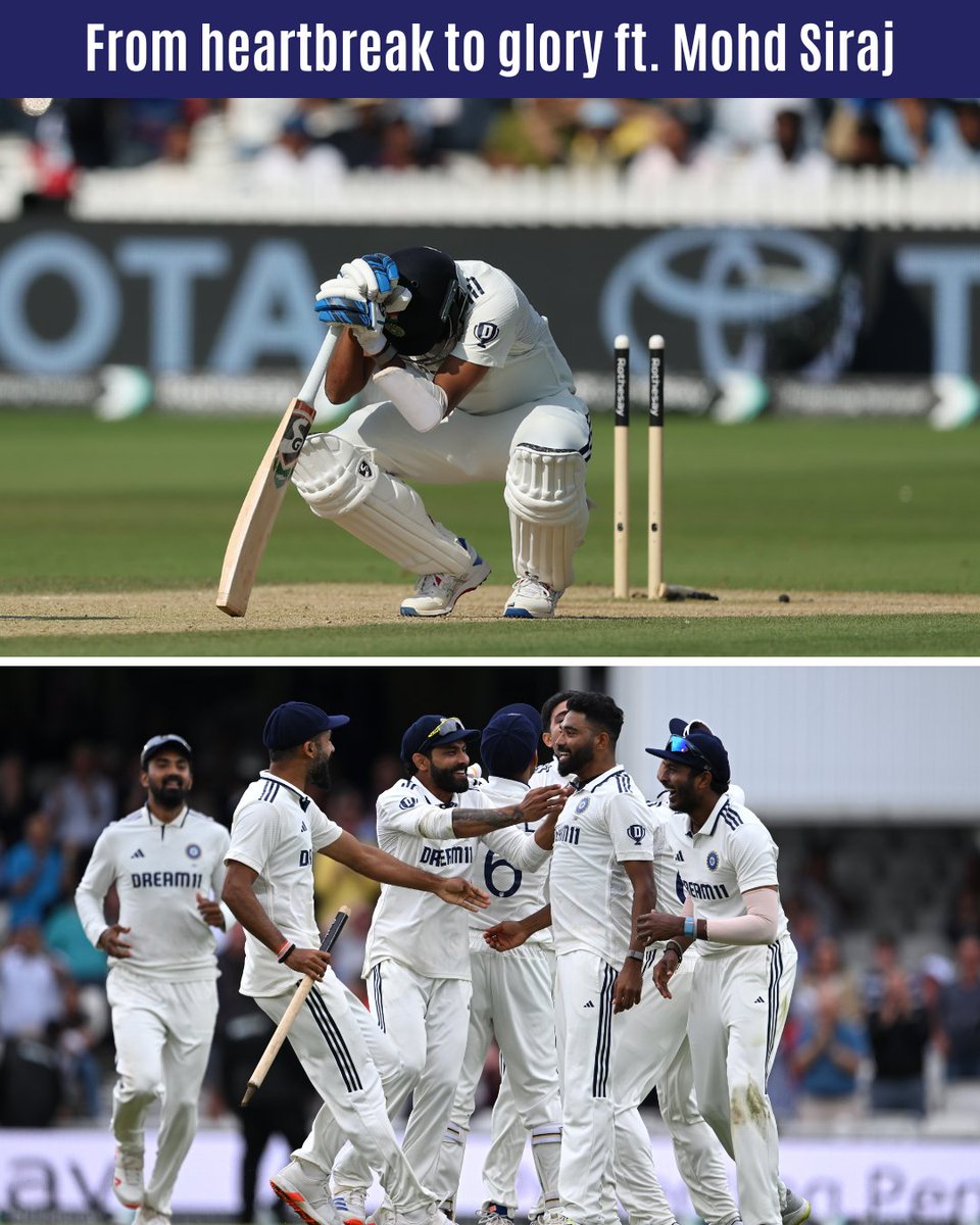 cricbuzz's tweet image. Lord&apos;s ➡️ The Oval

💔➡️♥️

#MohammadSiraj #ENGvIND