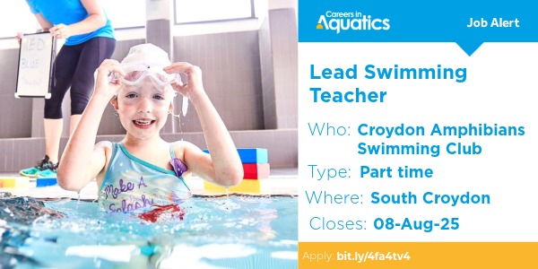 Job Alert | Lead Swimming Teacher needed at Croydon Amphibians Swimming Club in South Croydon.

Closes: 8 August 2025 
Apply: bit.ly/4fa4tv4