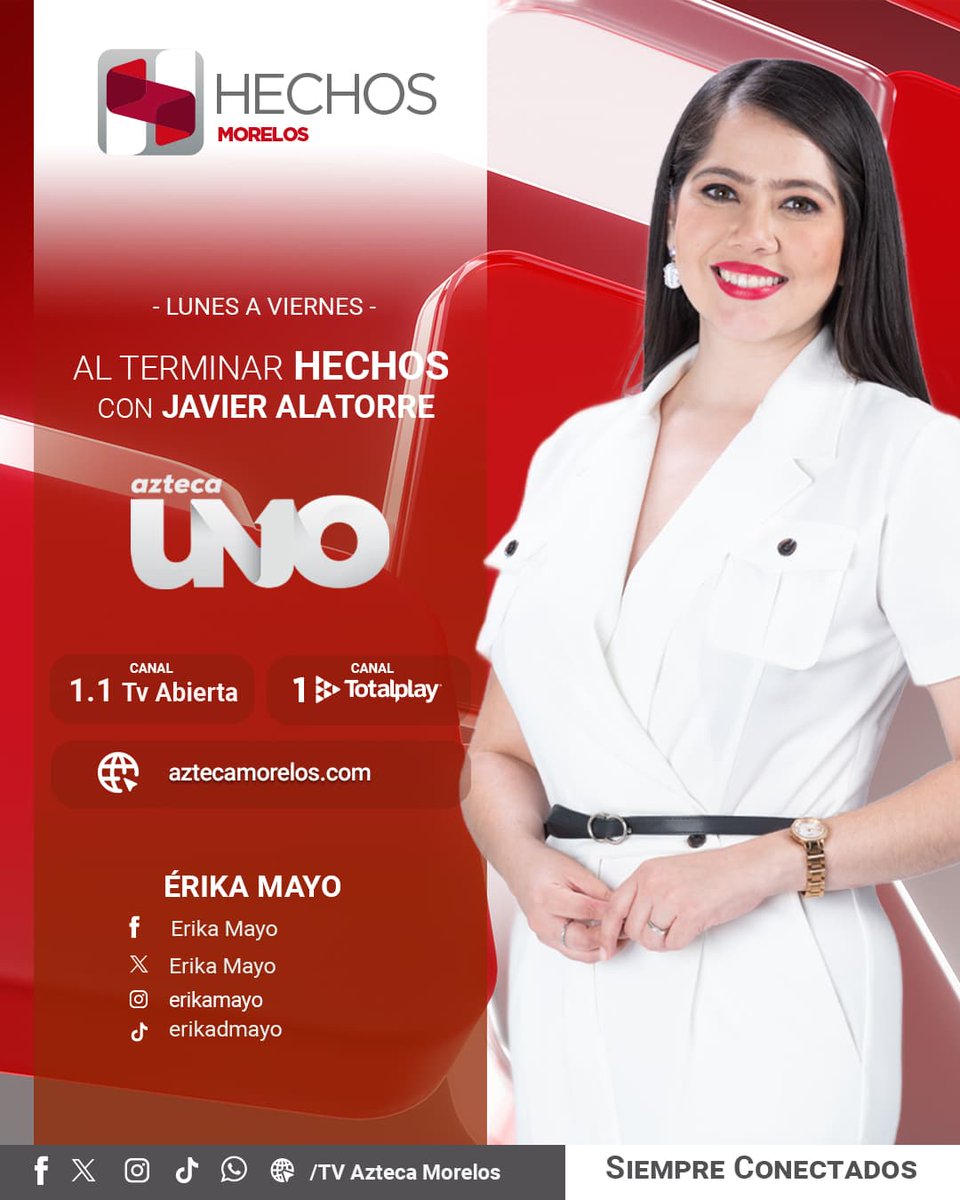 📲🗞️ Érika Mayo te espera todas las noches con el resumen informativo de los acontecimientos más relevantes del estado. #HechosMorelos de lunes al terminar #HechosConJavierAlatorre