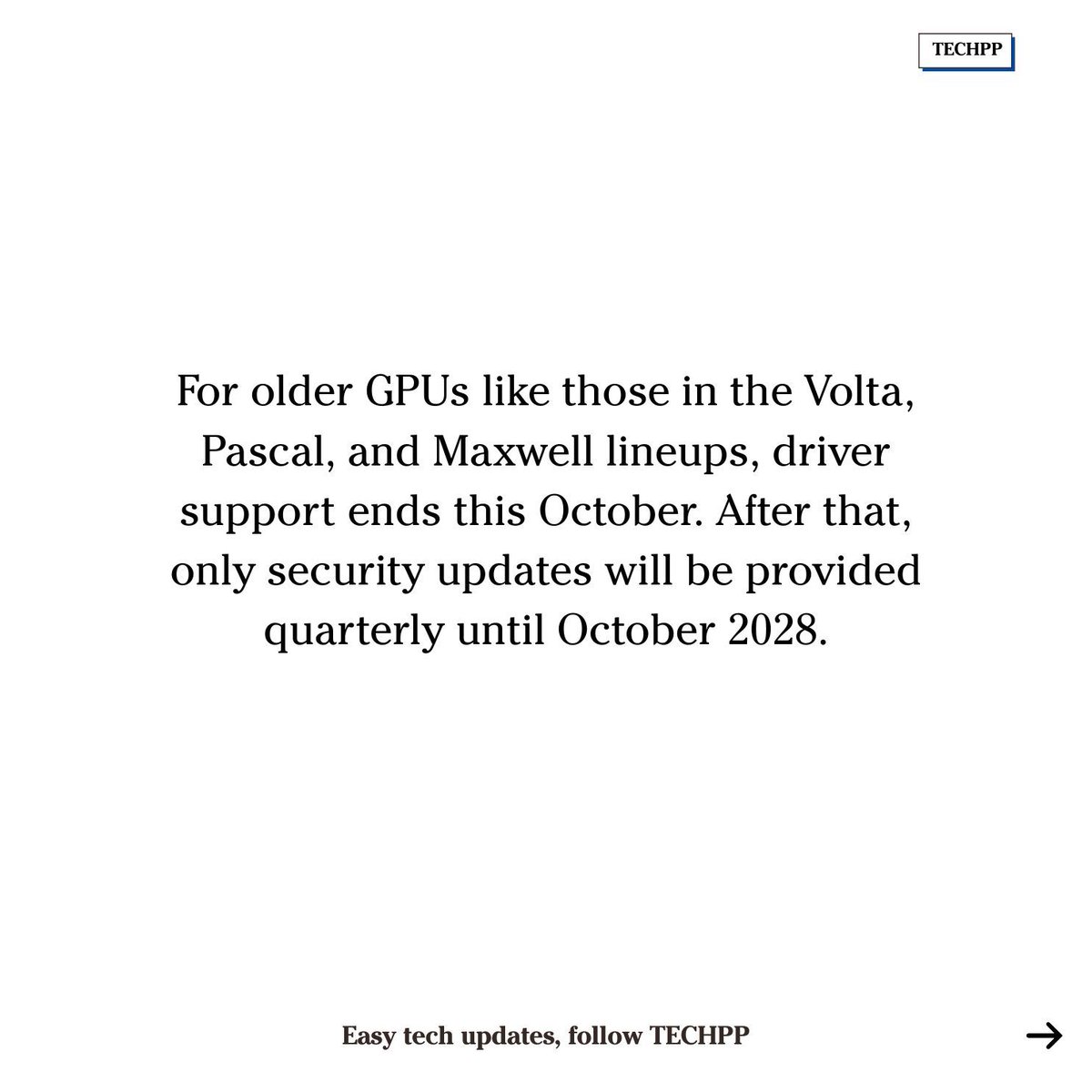 techpp's tweet image. Nvidia to End Windows 10 Driver Support After 2026

#Nvidia #Windows10 #DriverSupport #RTX #GeForce