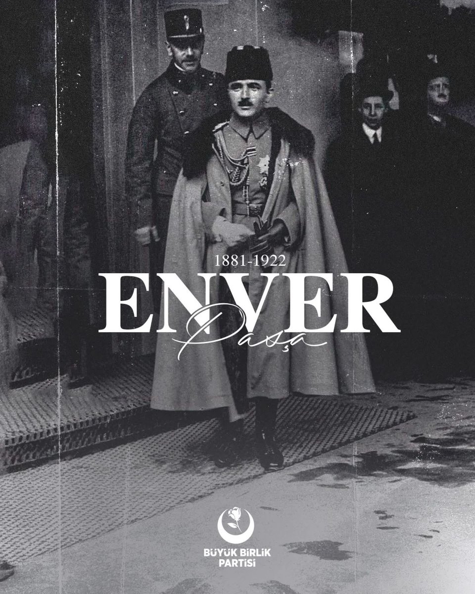 Osmanlı Devleti Harbiye Nazırı, Erkân-ı Harbiye-i Umûmiye Reisi, Osmanlı Orduları Başkomutan Vekili, Osmanlı Orduları Başkomutanlık
Kurmay Başkanı Şehit Enver Paşa'yı, şehadetinin 103. yılında rahmetle ve saygıyla yad ediyoruz.