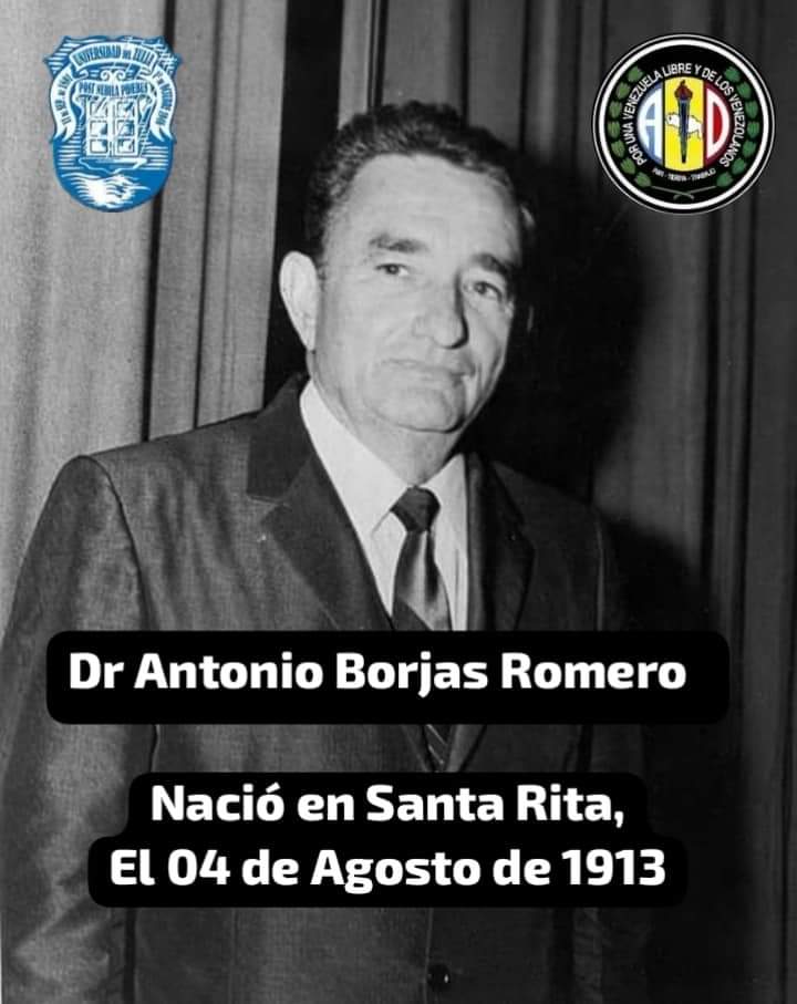 Eleisi Espina Almarza (@eleisiespinaad) on Twitter photo #4Ago1913 Nace el Dr ANTONIO BORJAS ROMERO. Participó en fundación <a href="/ADemocratica/">Acción Democrática</a> Abrió mitin cierre d campaña d R Betancourt en Plaza Baralt 1958 Dip. Llamado "Rector eterno" de LUZ. Responsable en traer desde Chile los restos d Valmore Rodríguez. Epónimo d una Parroquia de Mcbo #4Ago1913 Nace el Dr ANTONIO BORJAS ROMERO. Participó en fundación <a href="/ADemocratica/">Acción Democrática</a> Abrió mitin cierre d campaña d R Betancourt en Plaza Baralt 1958 Dip. Llamado "Rector eterno" de LUZ. Responsable en traer desde Chile los restos d Valmore Rodríguez. Epónimo d una Parroquia de Mcbo