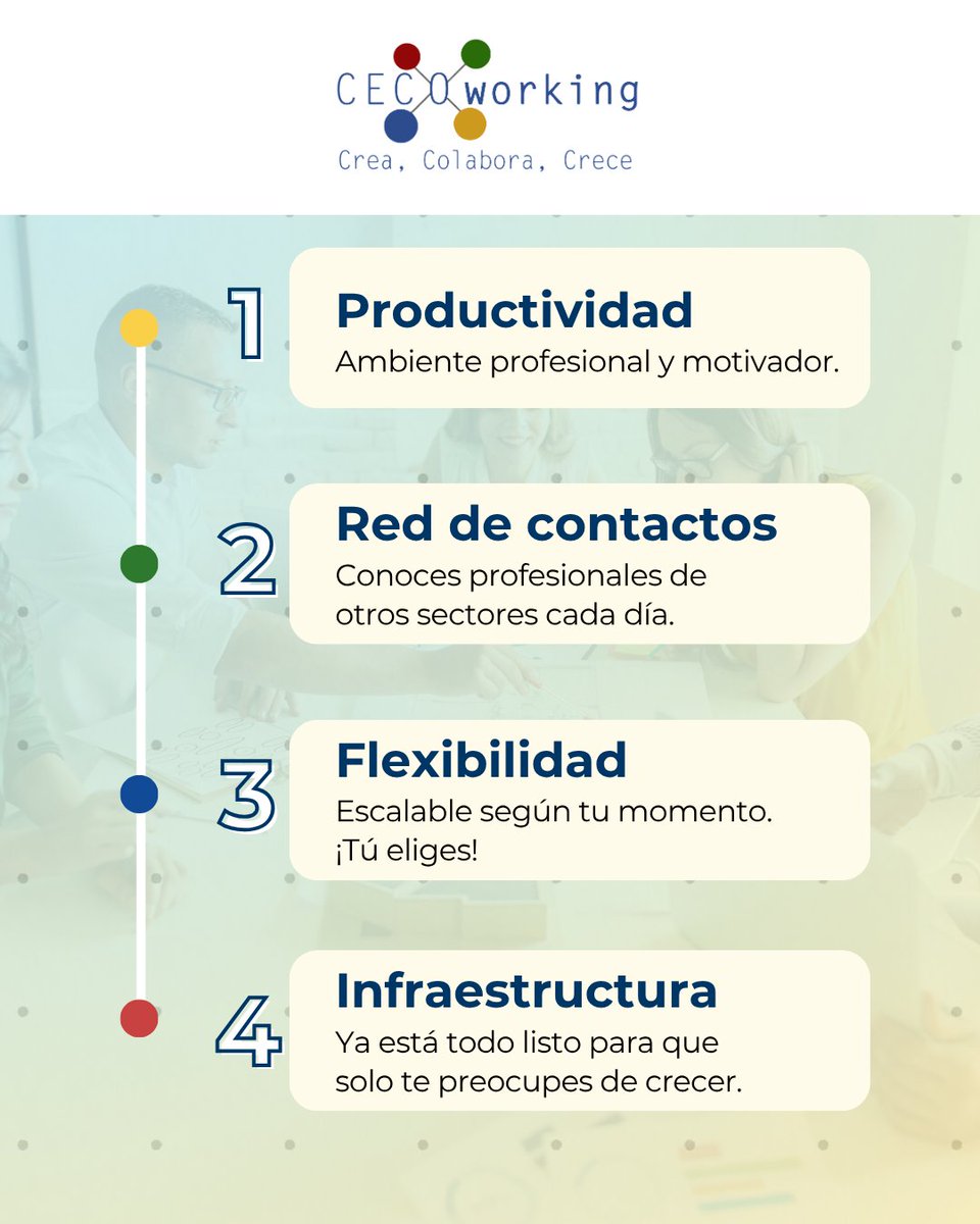 🌟 Trabaja mejor, crece más🌟 En CECOworking no solo alquilas un escritorio: encuentras un espacio diseñado para que tu productividad se multiplique.

📌 Av. del Gran Capitán 12, 3ª planta, Córdoba
📲 957 961 041 | 675 045 062

✨ Ven y descubre CECOworking.