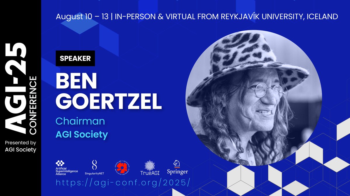 SingularityNET (@singularitynet) on Twitter photo We are pleased to announce that CEO Dr. <a href="/bengoertzel/">Ben Goertzel</a> will speak at AGI-25 on August 12, 2025, to discuss the OpenCog Hyperon neural-symbolic-evolutionary approach to beneficial AGI and ASI.
Secure your spot to join us in Iceland or to watch online now: events.payqlick.com/event/51/agi-c… We are pleased to announce that CEO Dr. <a href="/bengoertzel/">Ben Goertzel</a> will speak at AGI-25 on August 12, 2025, to discuss the OpenCog Hyperon neural-symbolic-evolutionary approach to beneficial AGI and ASI.
Secure your spot to join us in Iceland or to watch online now: events.payqlick.com/event/51/agi-c…