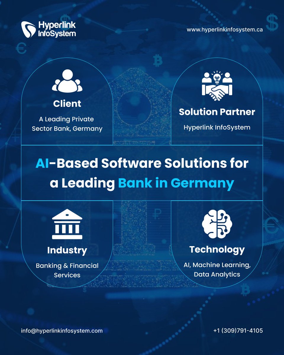 HyperlinkCA_'s tweet photo. Powering Innovation in Finance!

#AIinBanking #fintechinnovation #bankingsolutions #artificialintelligence #digitaltransformation #smartbanking #germanytech #AIdrivensolutions #fintechfuture #softwaresolutions #germany #hyperlinkinfosystem https://t.co/NazWe15OxO