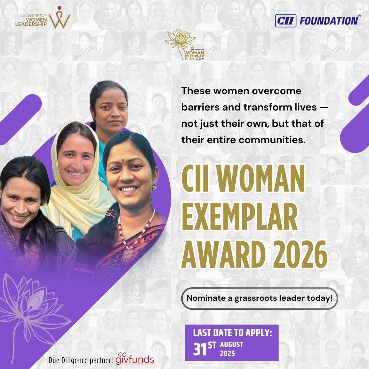 CII Woman Exemplar Award - Much More than an Award!
Since 2005, the CII  Woman Exemplar Award has recognised and supported extraordinary grassroots women from underprivileged communities who have emerged as catalysts of change.

The Award is part of a larger Woman Exemplar