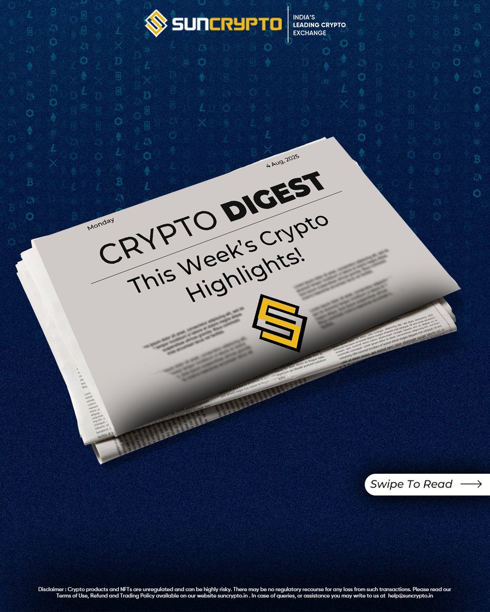 suncryptoin's tweet image. 🗞️ Big Week in Crypto!
China bans crypto completely. Trump hits India with 25% tariffs.
Meanwhile, PAWS &amp;amp; OMNI skyrocket, and some coins crash hard. 📉📈

Catch all the highlights in one post — only on SunCrypto 🚀

#CryptoNews #WeeklyUpdate #SunCrypto #TopGainers #CryptoIndia