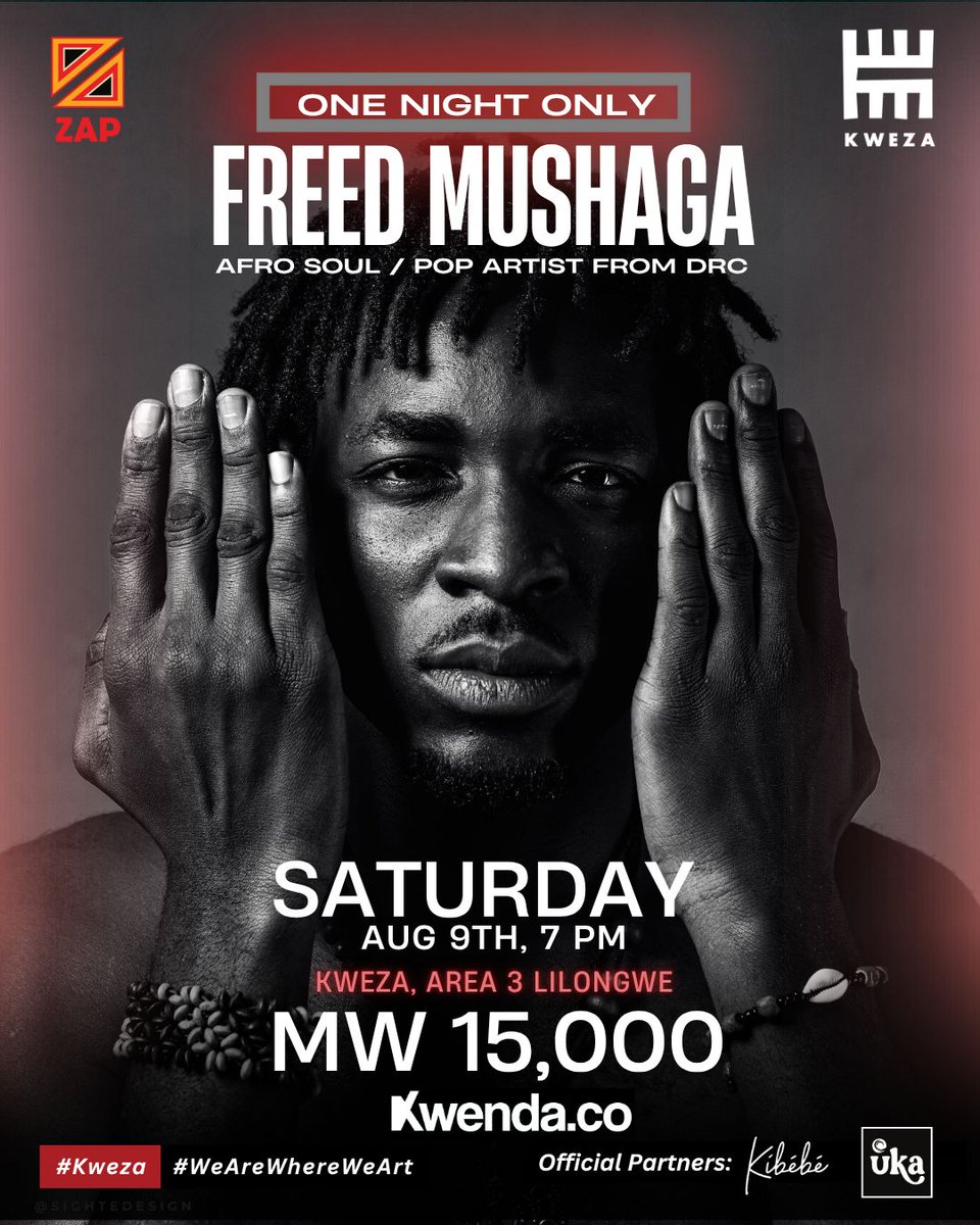 One night only. One voice that transcends borders.
Freed Mushaga live at Kweza, Lilongwe! 🇨🇩🎶
📅 Aug 9 | 🕖 7PM | 🎟️ MWK 15K
#Kweza #AfroSoul #LiveMusicMW #ZAPLive #WeAreWhereWeArt