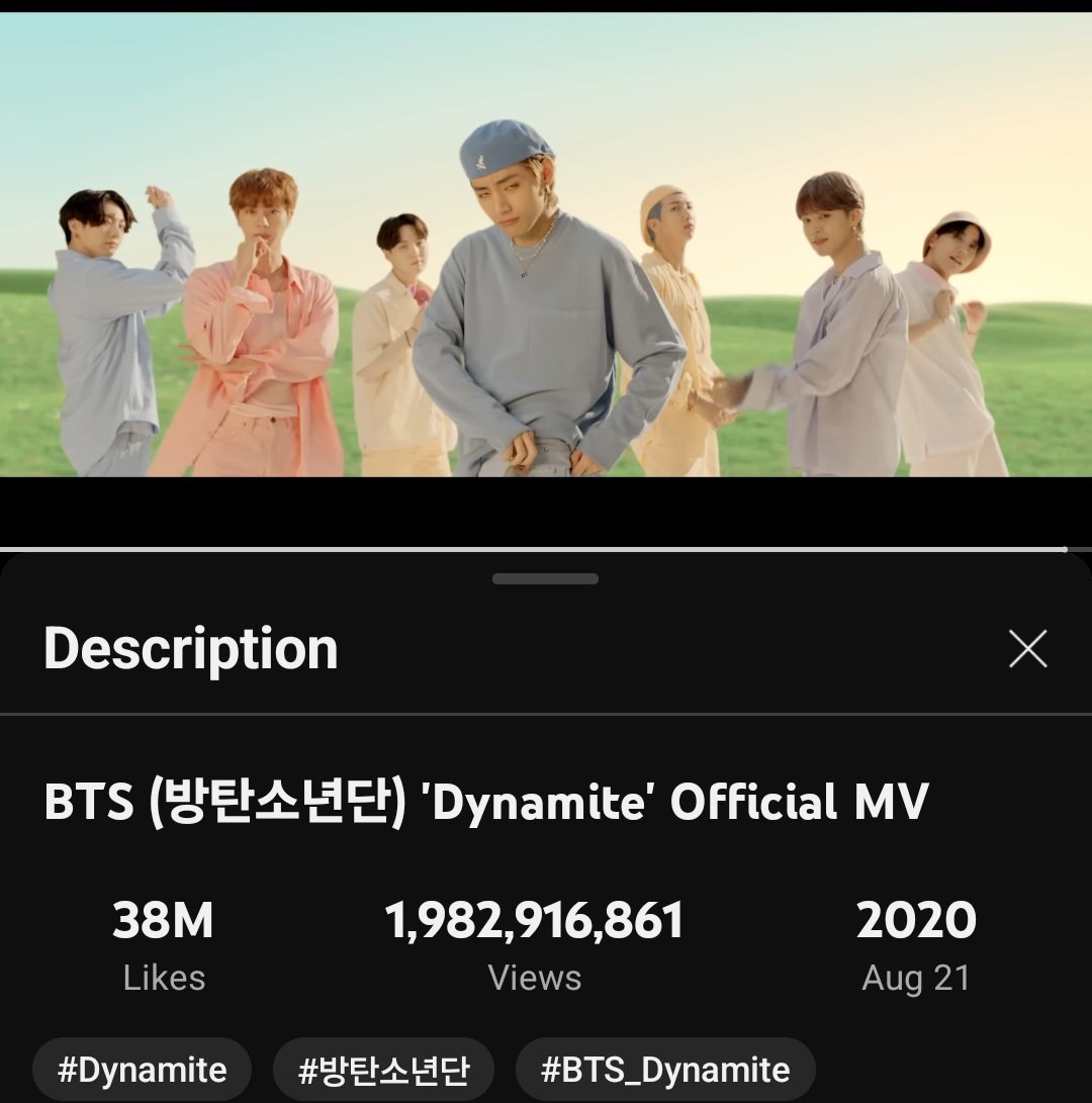 IdleSaturn7's tweet photo. STREAM THE MV & SHARE YOUR SCREENSHOT ๐งจ
Another million ALMOST DONE! ๐คฉ
#BTS_Dynamite โฌ๏ธ +38213 views! ๐๐
DYNAMITE TO 2 BILLION
#BTS #DynamiteTo2B #StreamAndShare https://t.co/D9n6JYXYxc