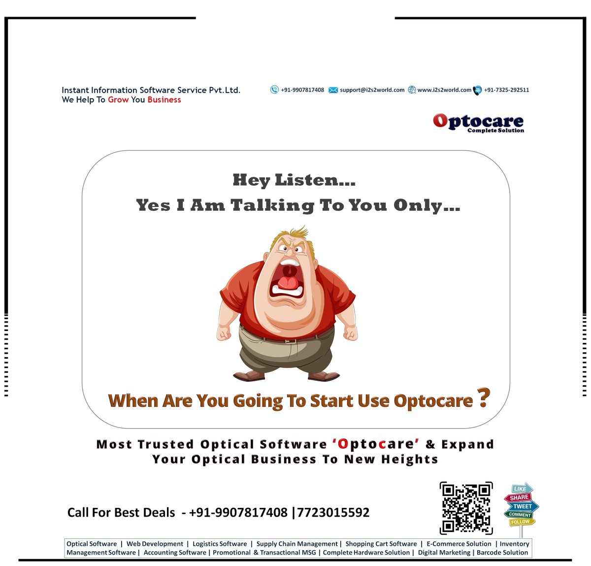 instant_pvt's tweet photo. आप #ऑप्टोकेयर उपयोग करना कब शुरू करोगे ?
#Optical_software
#Opticalsoftware
#i2s2
#Optocare
#AaharStore
#Digital_Marketing
#Optical_retail_software
#Optical_store_software
#Web_Development
#ERP
#Optical
#Optician
#Best_optical_software
#Optometrist
#Optom
https://t.co/3jKYRs2wWK https://t.co/XgWueHdWx9