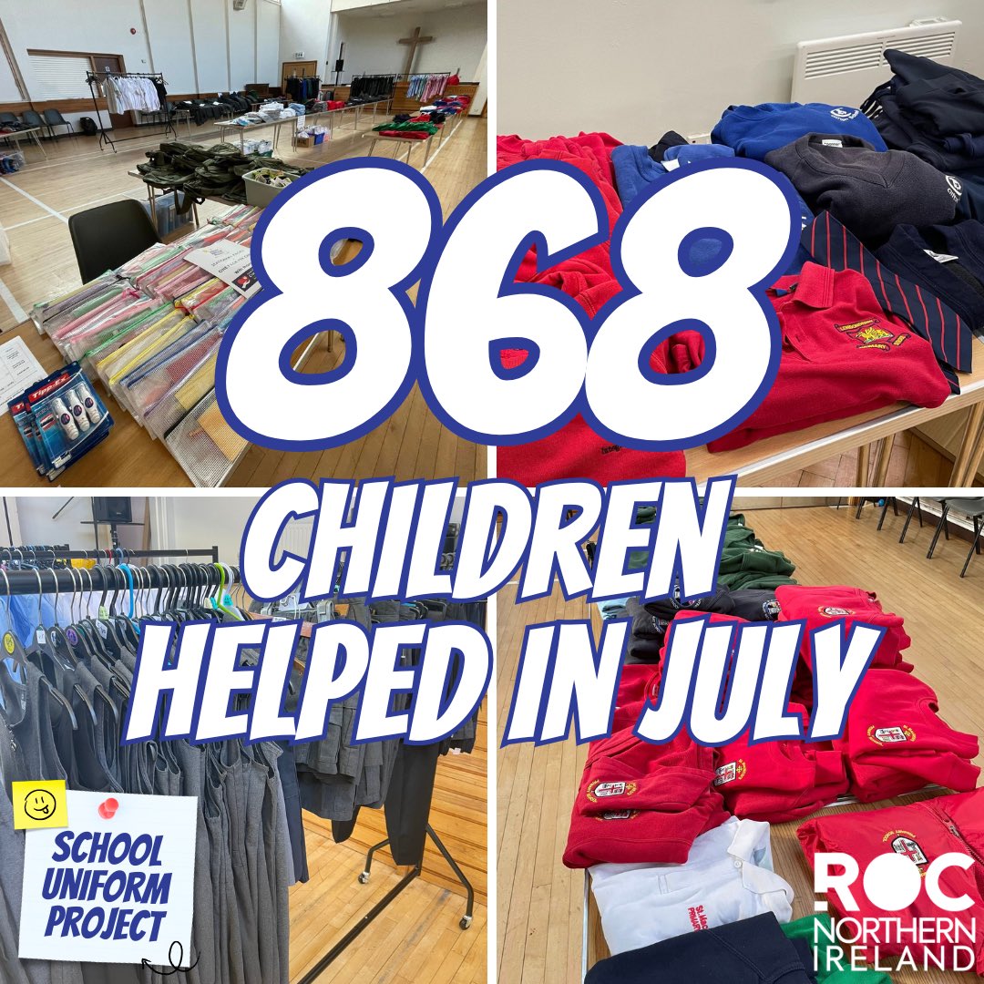 How about this for a good news story? Our teams in Northern Ireland have helped 868 children with free school uniforms. Great to be working in partnership with local churches and organisations in the community. 
<a href="/ROC_NI/">ROC NI</a> #schooluniformproject