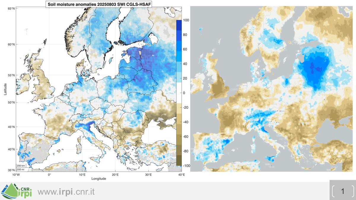 The agreement between the modelled soil moisture from GLOFAS (global-flood.emergency.copernicus.eu/glofas-forecas…) and the new Copernicus EUMETSAT Soil Moisture product (land.copernicus.eu/en/products/so…) is super good!