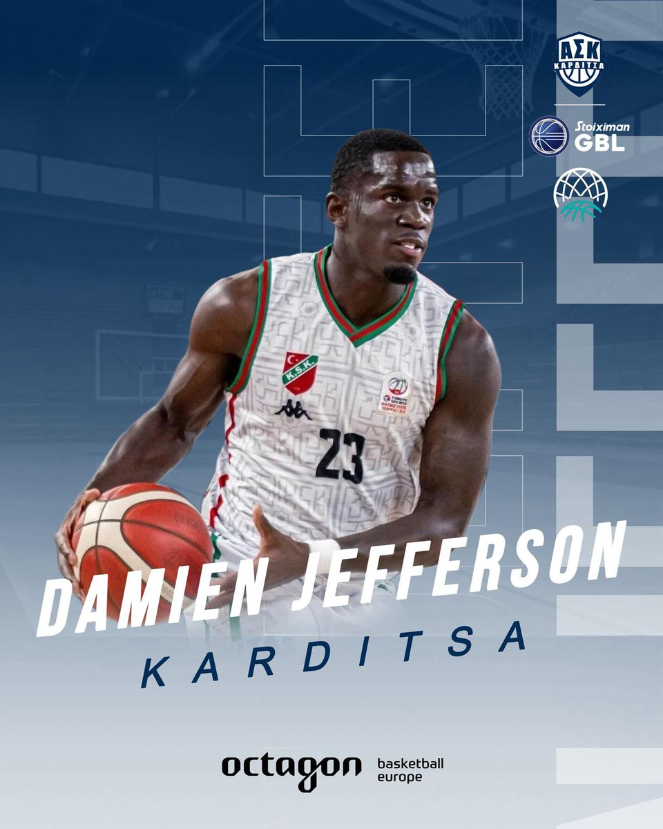 Damien Jefferson is taking his talents to Greece, as the American swingman inks a deal with the BCL newcomers Karditsa and will lead his new team to an exciting season 💪🔥🍀

#octagonfamily