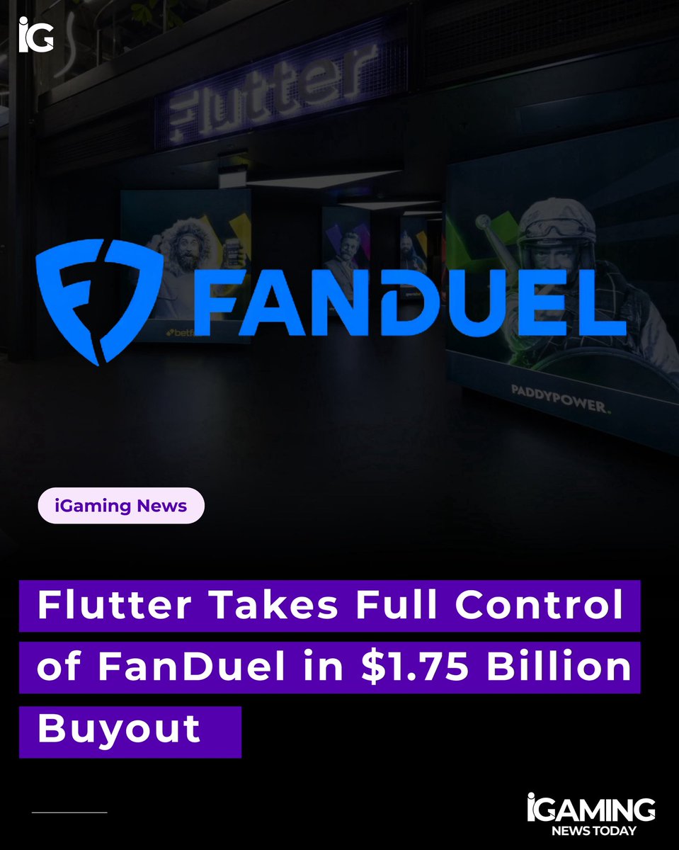 iGNewstoday's tweet image. @FlutterEnt acquires 100% of @FanDuel in a $1.75B deal with Boyd Gaming, valuing FanDuel at $31B. Boyd exits with a major return. 

#iGamingNewsToday #FanDuel #FlutterEntertainment