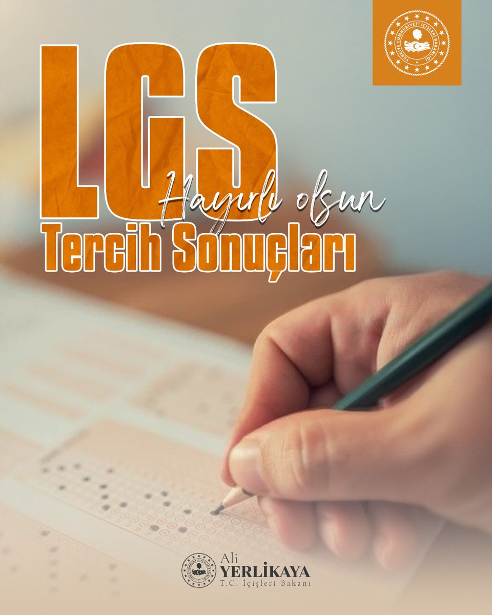 Bugün açıklanan 2025 yılı Liselere Giriş Sınavı (LGS) tercih sonuçlarının öğrencilerimize, ailelerine ve tüm eğitim camiamıza hayırlı olmasını diliyorum.

Yolunuz ve bahtınız açık olsun🇹🇷

#LGS2025