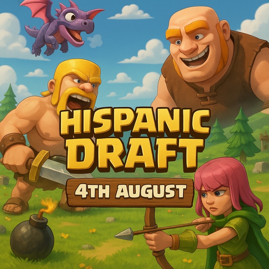 🔥 THE HISPANIC DRAFT IS HERE! 🔥

📍Tonight, Aug 4 at 21:00 UTC 

⚔️ Who will be picked first? 👀

📺 Watch it live:

🔗 twitch.tv/style_coc
🔗 twitch.tv/ruben_ac27 
🔗 twitch.tv/lipe_coc
🔗 twitch.tv/sply97
🔗 twitch.tv/romeoia

#ClashOfKings