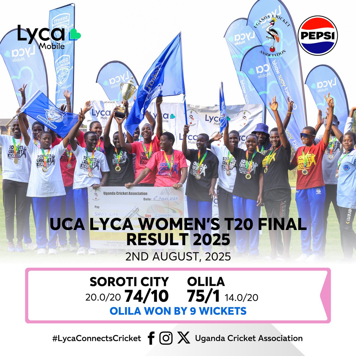 Olila High defeated Soroti City on Saturday afternoon to win their first title.

#LucaConnectsCricket