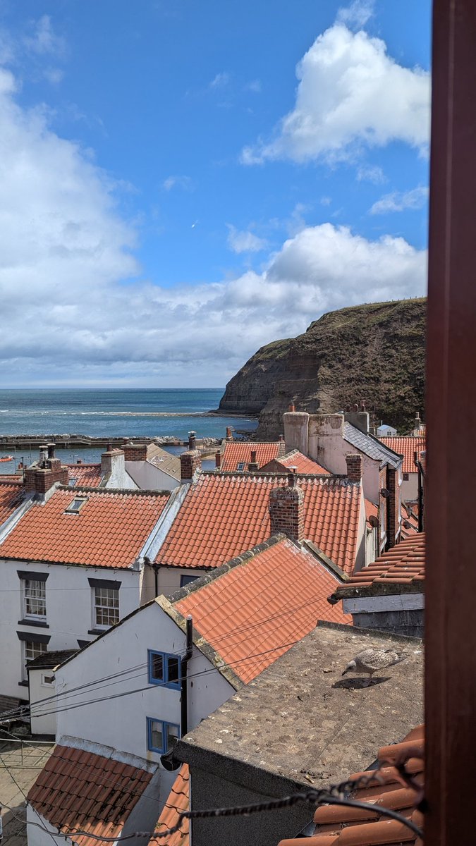 We are currently in Staithes, in the middle of a 'danger to life storm'. There are a few clouds. It's high season, everything is quiet. Small businesses could do without  exaggerated apocalyptic  weather warnings. #StormFloris .