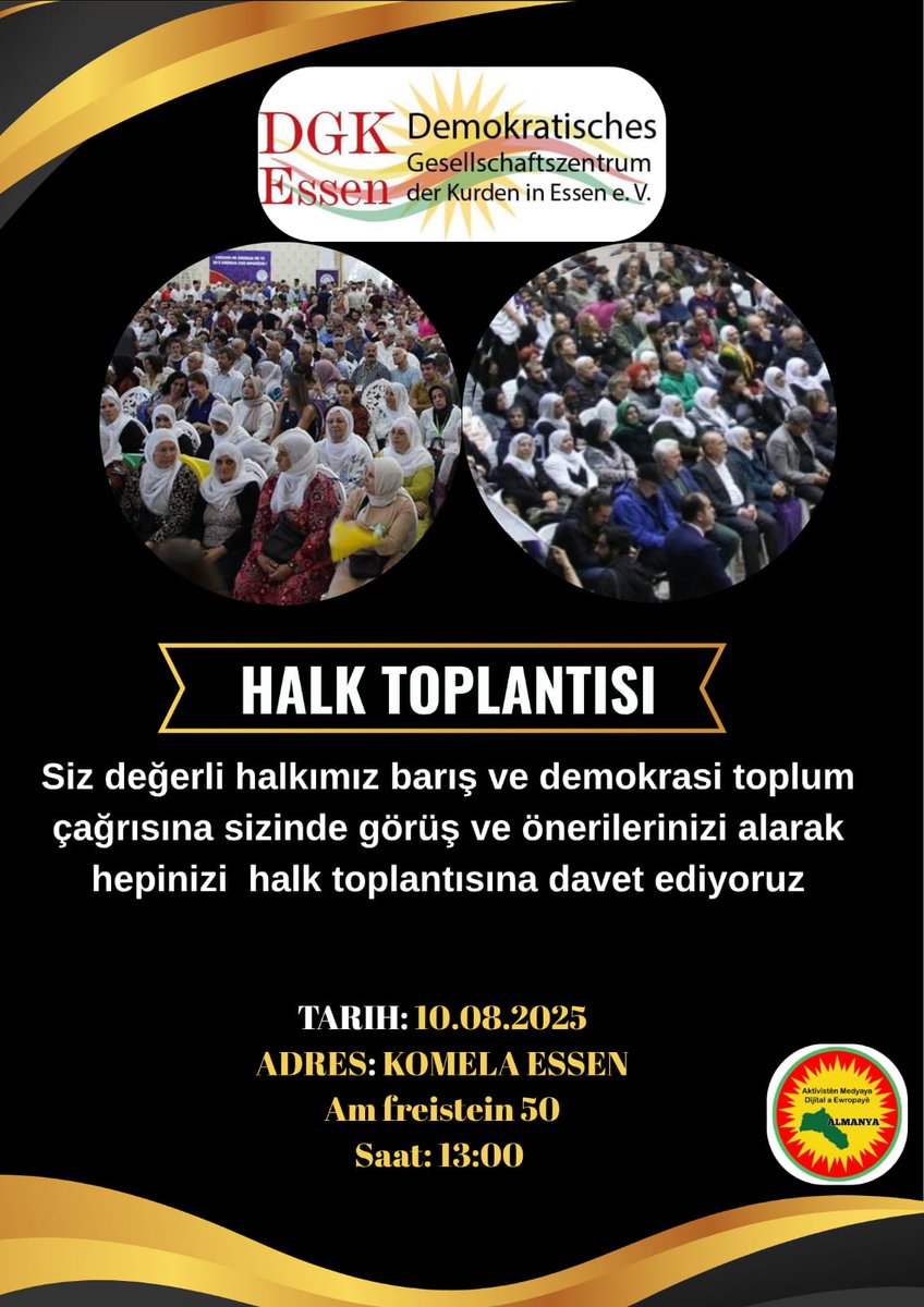 Siz değerli halkımız barış ve demokrasi toplum çağrısına sizinde görüş ve önerilerinizi alarak hepinizi  halk toplantısına davet ediyoruz