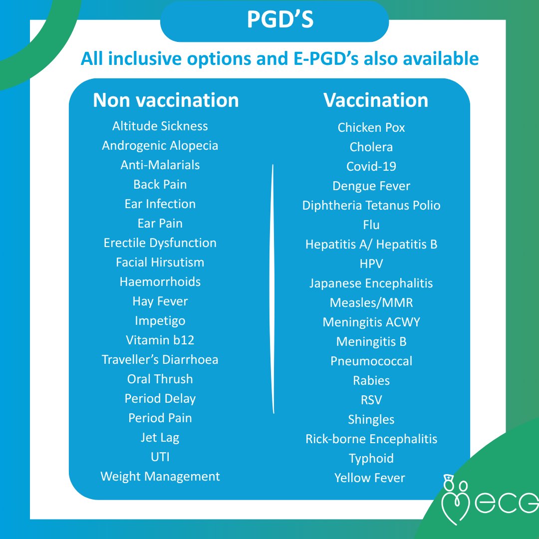 ECG Healthcare Group (@ecg_mk) on Twitter photo Our list of PGD's is ever growing - visit our website to purchase yours and have it in your inbox the same day! For more information reach out to one of our friendly team at bookings@ecgtraining.co.uk. Our list of PGD's is ever growing - visit our website to purchase yours and have it in your inbox the same day! For more information reach out to one of our friendly team at bookings@ecgtraining.co.uk.