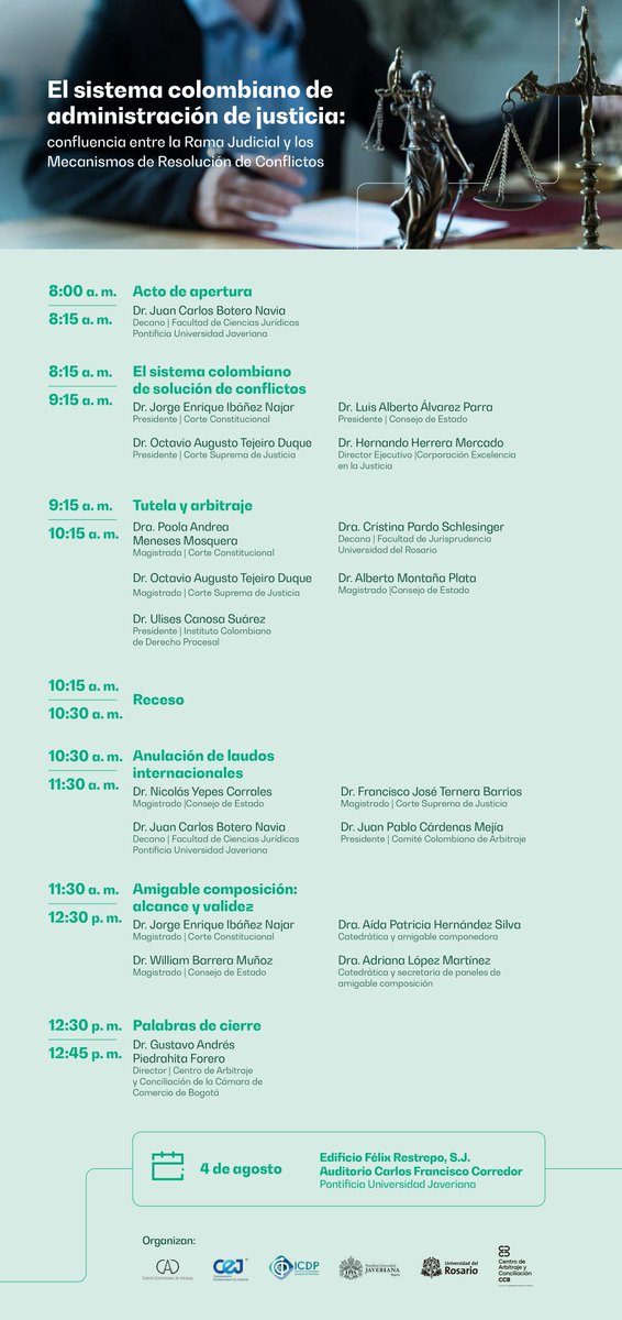Corporación Excelencia en la Justicia (CEJ) (@cej_justicia) on Twitter photo #EventosCEJ | ¡Hoy es el día!
💬 Nos vemos en la <a href="/UniJaveriana/">Pontificia Universidad Javeriana</a> para conversar sobre los Mecanismos de Resolución de Conflictos y su confluencia con la Rama Judicial.
🕗 8:00 a. m. – Edificio Félix Restrepo S.J.
📌 Entrada libre con inscripción previa 👉 forms.office.com/pages/response… #EventosCEJ | ¡Hoy es el día!
💬 Nos vemos en la <a href="/UniJaveriana/">Pontificia Universidad Javeriana</a> para conversar sobre los Mecanismos de Resolución de Conflictos y su confluencia con la Rama Judicial.
🕗 8:00 a. m. – Edificio Félix Restrepo S.J.
📌 Entrada libre con inscripción previa 👉 forms.office.com/pages/response…