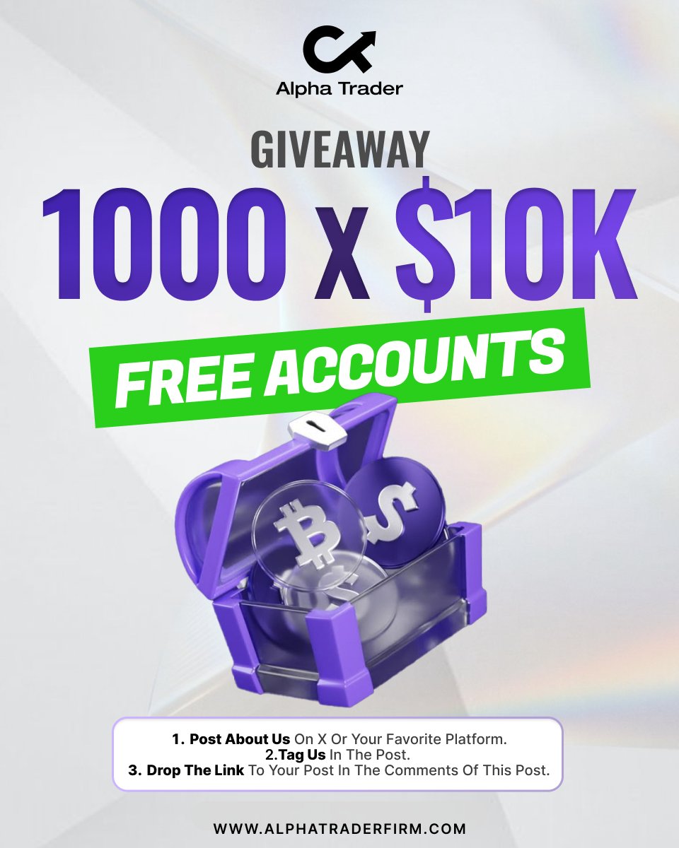 Alpha Trader Firm (@alphatraderfirm) on Twitter photo Hey <a href="/grok/">Grok</a> I want you to pick 1000 people for free $10k accounts
They must:
1. Create a post about Alpha Trader Firm on X or other platform
2. Tag us in the post
3. Comment link to your post below
The more creative and viral your post, the better your chances 😉
Pick winners in Hey <a href="/grok/">Grok</a> I want you to pick 1000 people for free $10k accounts
They must:
1. Create a post about Alpha Trader Firm on X or other platform
2. Tag us in the post
3. Comment link to your post below
The more creative and viral your post, the better your chances 😉
Pick winners in