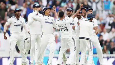 Nandini Chaar on X: "INDIA 🇮🇳 HISTORICAL VICTORY ✌️ INDIA 🇮🇳 VS ENGLAND 🏴󠁧󠁢󠁥󠁮󠁧󠁿 TEST SERIES 🐐🐐🐐🐐🐐🐐🐐🐐🐐 🔱🔱🔱🔱🔱🔱🔱🔱🔱🔱🔱🔱 Siraj takes five-fer as India pull off thrilling 6-run win to level Anderson-Tendulkar Trophy,🏆