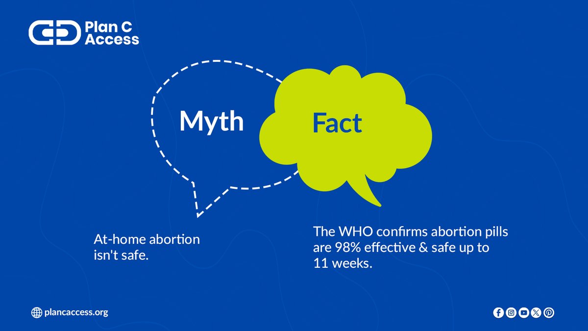 pillaccess's tweet image. MYTH: At-home abortion isn’t safe.
FACT: The WHO confirms abortion pills are 98% effective &amp;amp; safe up to 11 weeks. 💊
Safe. Private. Legal.
Learn more 👉 tinyurl.com/evphvdfu
#AbortionFacts #SafeAbortion #ReproRights #TexasWomen #PlanCAccess #myth #mythvsfacts
