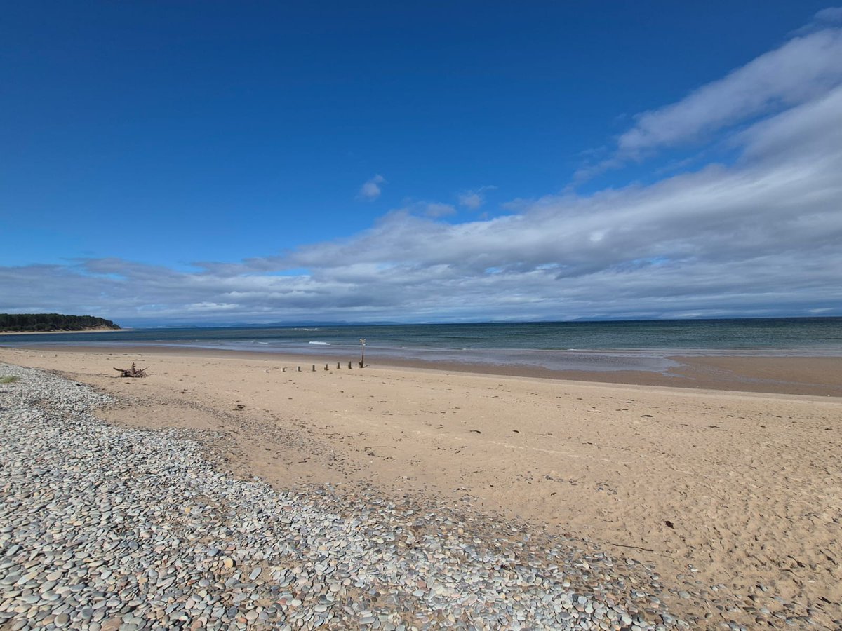 Moray coast hanging onto some sunshine this morning  #StormFloris is making it very windy though!