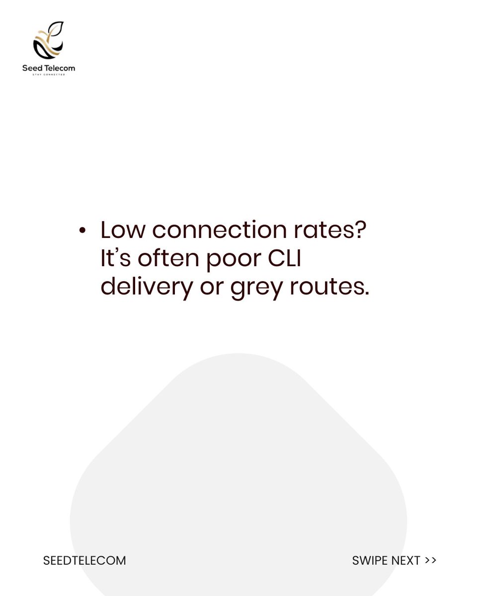 seedtelecomorg's tweet image. Poor connection rates and hidden fees can erode your margins. 

Swipe through the slides, then book your free test account at seedtelecom.org. 

#VoIPRouting #FASFree #CallQuality #TelecomReliability