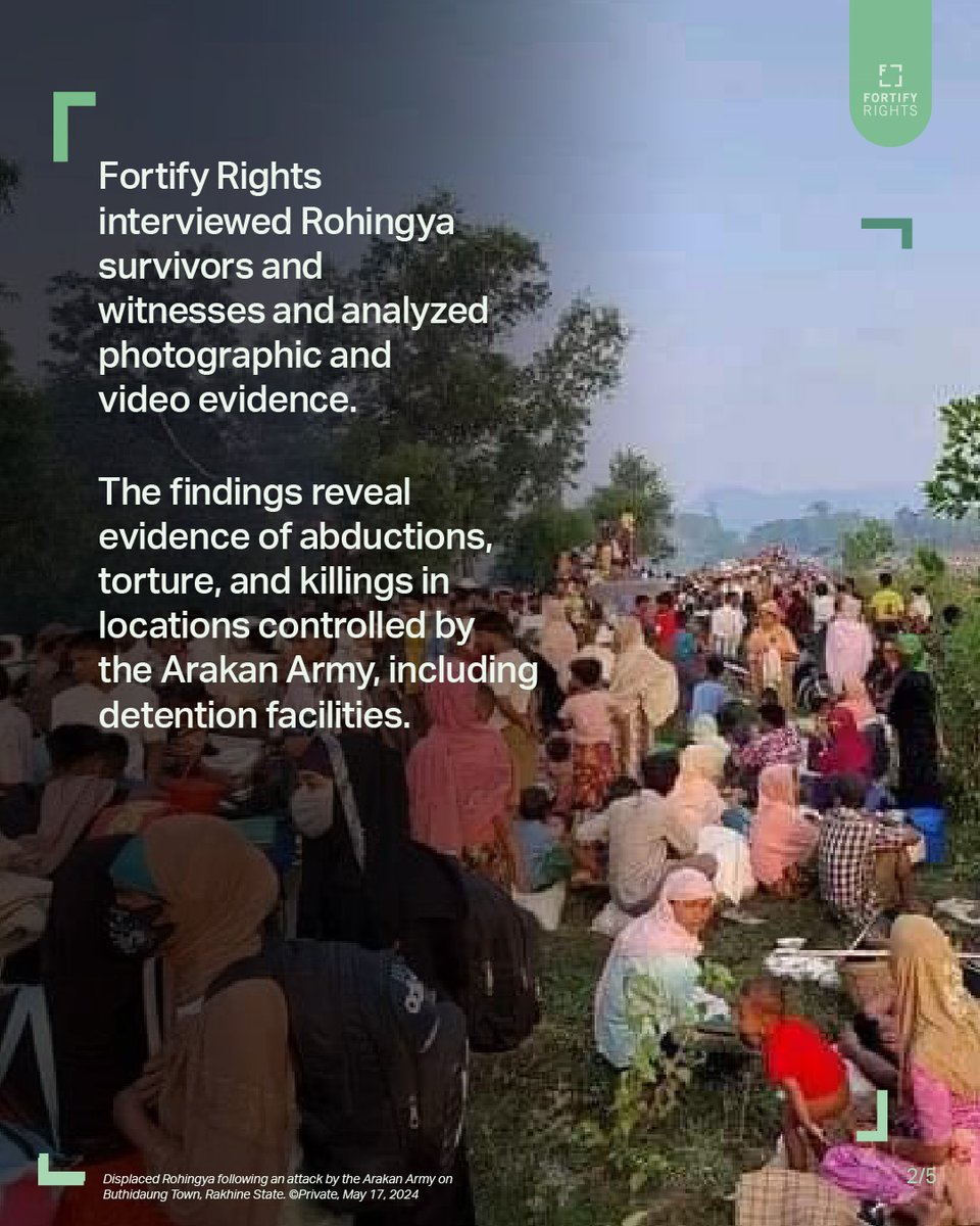 Fortify Rights (@fortifyrights) on Twitter photo 🇲🇲 <a href="/FortifyRights/">Fortify Rights</a>'s investigation reveals the Arakan Army (AA) committed war crimes against #Rohingya civilians, including abductions, torture, killings, and beheadings, in areas under their control in Rakhine State.
The International Criminal Court should investigate AA’s war 🇲🇲 <a href="/FortifyRights/">Fortify Rights</a>'s investigation reveals the Arakan Army (AA) committed war crimes against #Rohingya civilians, including abductions, torture, killings, and beheadings, in areas under their control in Rakhine State.
The International Criminal Court should investigate AA’s war