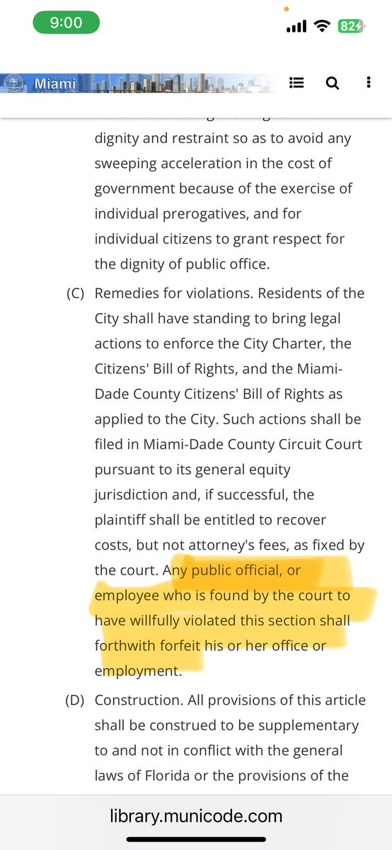 At trial #EmilioForMiami lead counsel, former Supreme Court Justice [Alan] Lawson <a href="/LawsonFirm/">Lawson Huck Gonzalez, PLLC</a>, emphasized that <a href="/CityofMiami/">City of Miami</a> Charter has a provision that mandates the resignation or removal of any public official who willfully violates the Charter.

Ouch!

<a href="/GovRonDeSantis/">Ron DeSantis</a>
