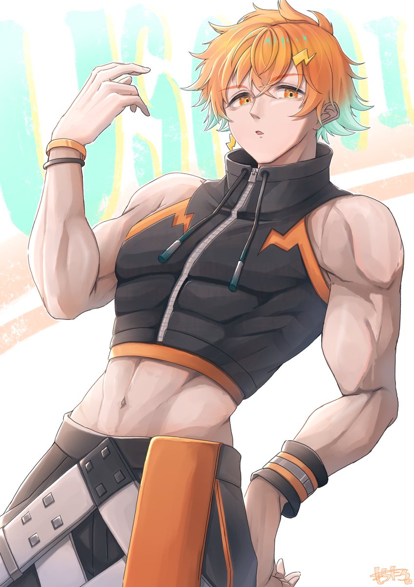 とにかく筋肉描きたくて、盛ってしまいましたスイマセン…🫠
 #ウサミアァァァァトゥ