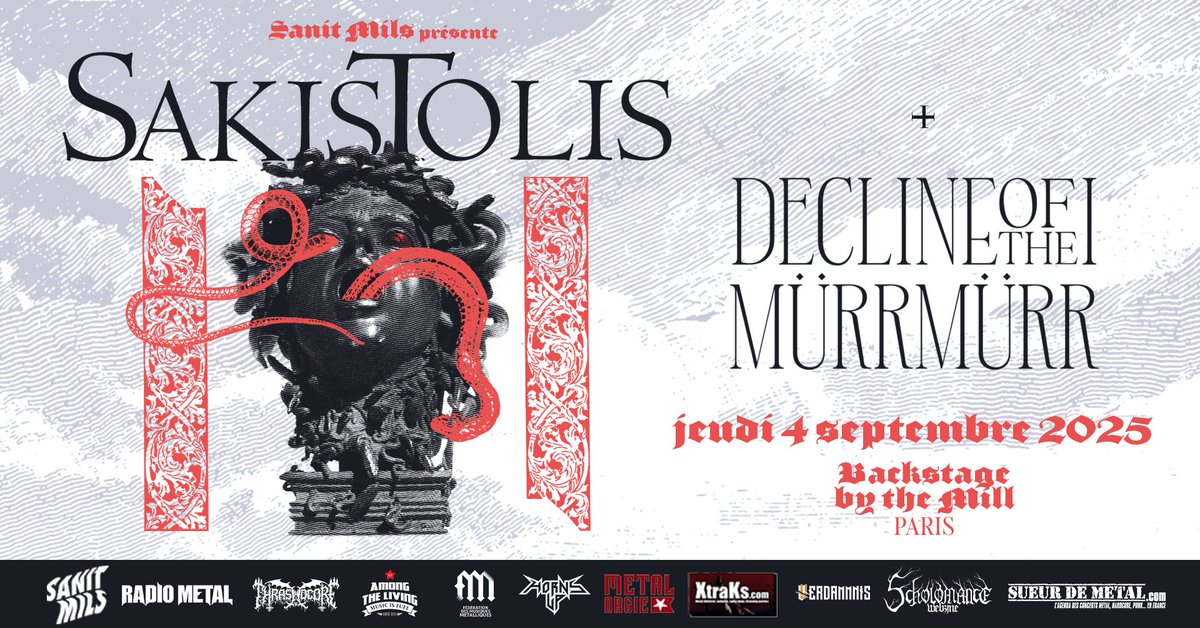 SAKIS TOLIS - DECLINE OF THE I - MÜRRMÜRR
O'Sullivans Backstage By The Mill - Paris - Jeudi 4 Septembre 2025
SAKIS TOLIS sera pour la premiere fois en solo à Paris en septembre prochain! 

Follow us on FB &amp; amongtheliving.fr 

amongtheliving.fr/?p=88277&feed_…