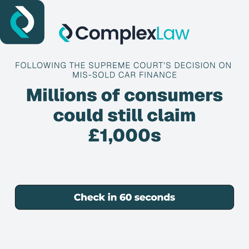 PCPComplexLaw's tweet photo. ATTENTION UK DRIVERS

Following the Supreme Court's decision, millions of consumers are still due redress. This means you could still be eligible for compensation of £1,000s. 
Check now with Complex Law.