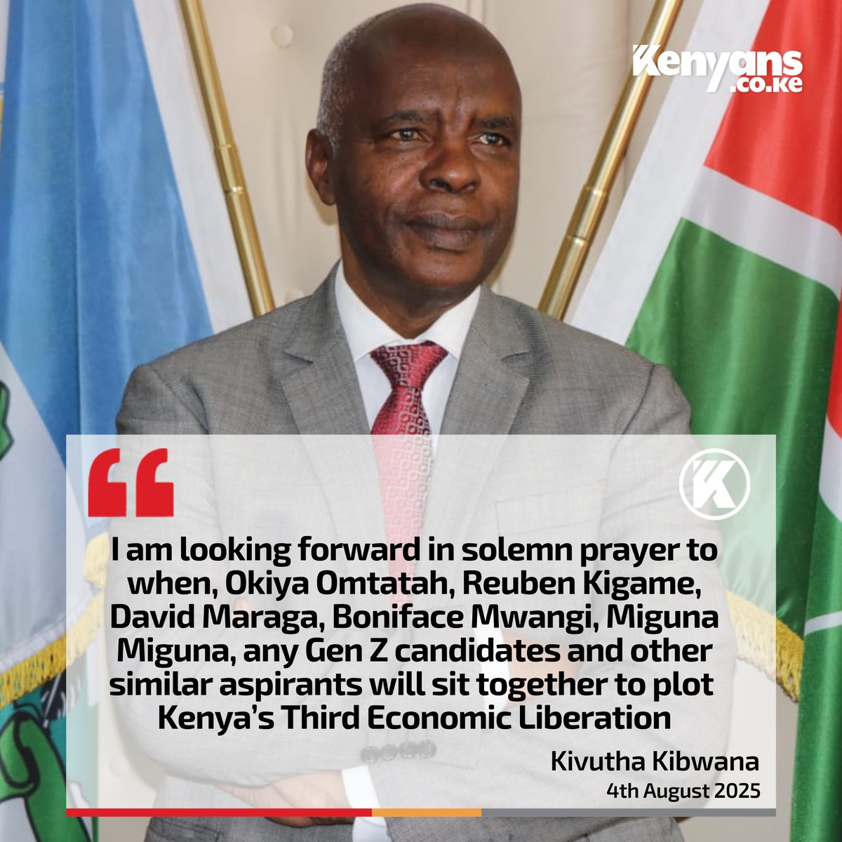 I am looking forward to when Omtatah, Reuben Kigame, Maraga, Boniface Mwangi, Miguna Miguna and any Gen Z candidates will sit together - Kivutha Kibwana