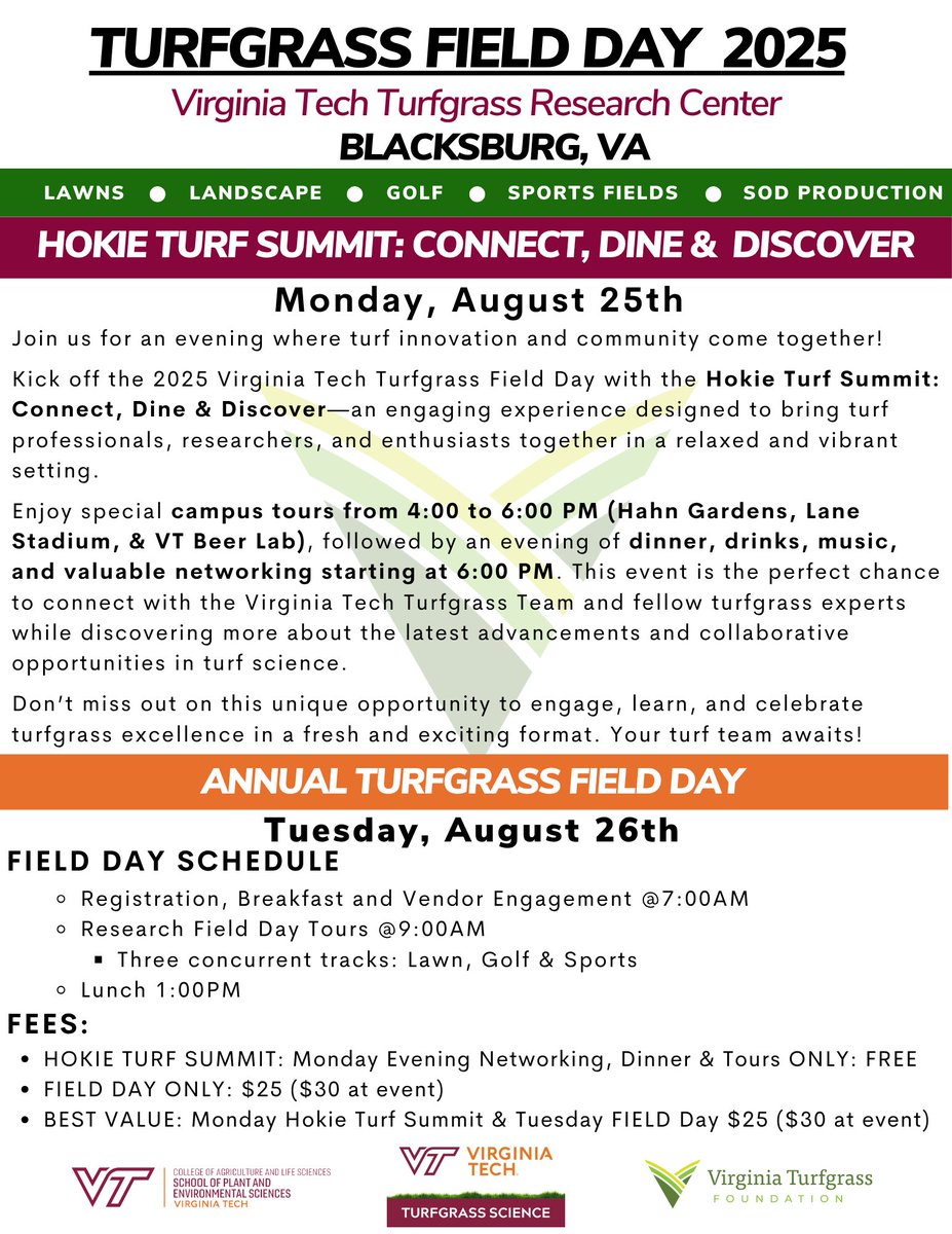 Virginia Turfgrass Foundation (@thevtf) on Twitter photo Blacksburg Field Day is 3-Weeks away! Register: givebutter.com/V6iMPD to join <a href="/VTTurfgrass/">Virginia Tech Turfgrass Science</a> and the whole <a href="/virginia_tech/">Virginia Tech</a> Turf Team 8/25 & 8/26! Blacksburg Field Day is 3-Weeks away! Register: givebutter.com/V6iMPD to join <a href="/VTTurfgrass/">Virginia Tech Turfgrass Science</a> and the whole <a href="/virginia_tech/">Virginia Tech</a> Turf Team 8/25 & 8/26!