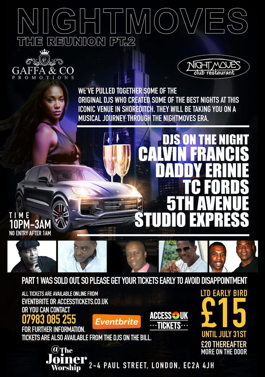 The Nitemoves Reunion part 2 is on Friday 29th Aug with some of the original dj’s who played at this Iconic venue early bird tickets on sale now!👍🏽