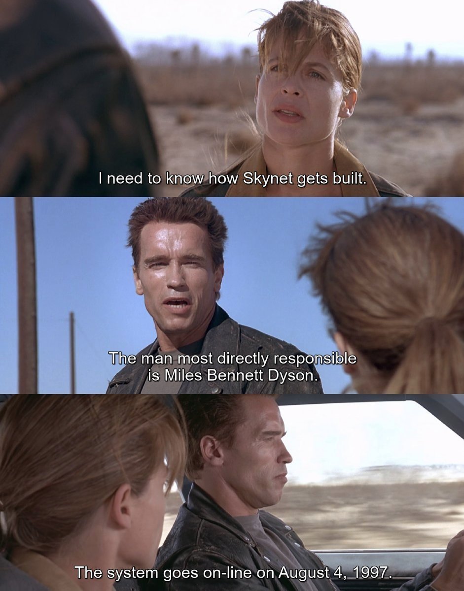 Aug 4th 1997 - Skynet, the world's first Automated Defense Network, was activated. 

📽️📅 Terminator 2: Judgment Day (1991)