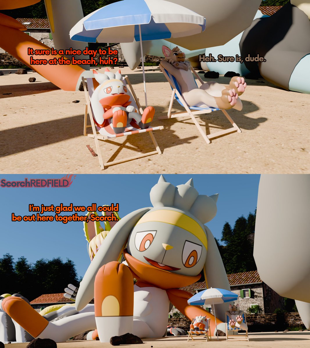 Scorch and friends head to the beach for some relaxation time!

#macrofurry #sfwgt #sizetwt #b3d