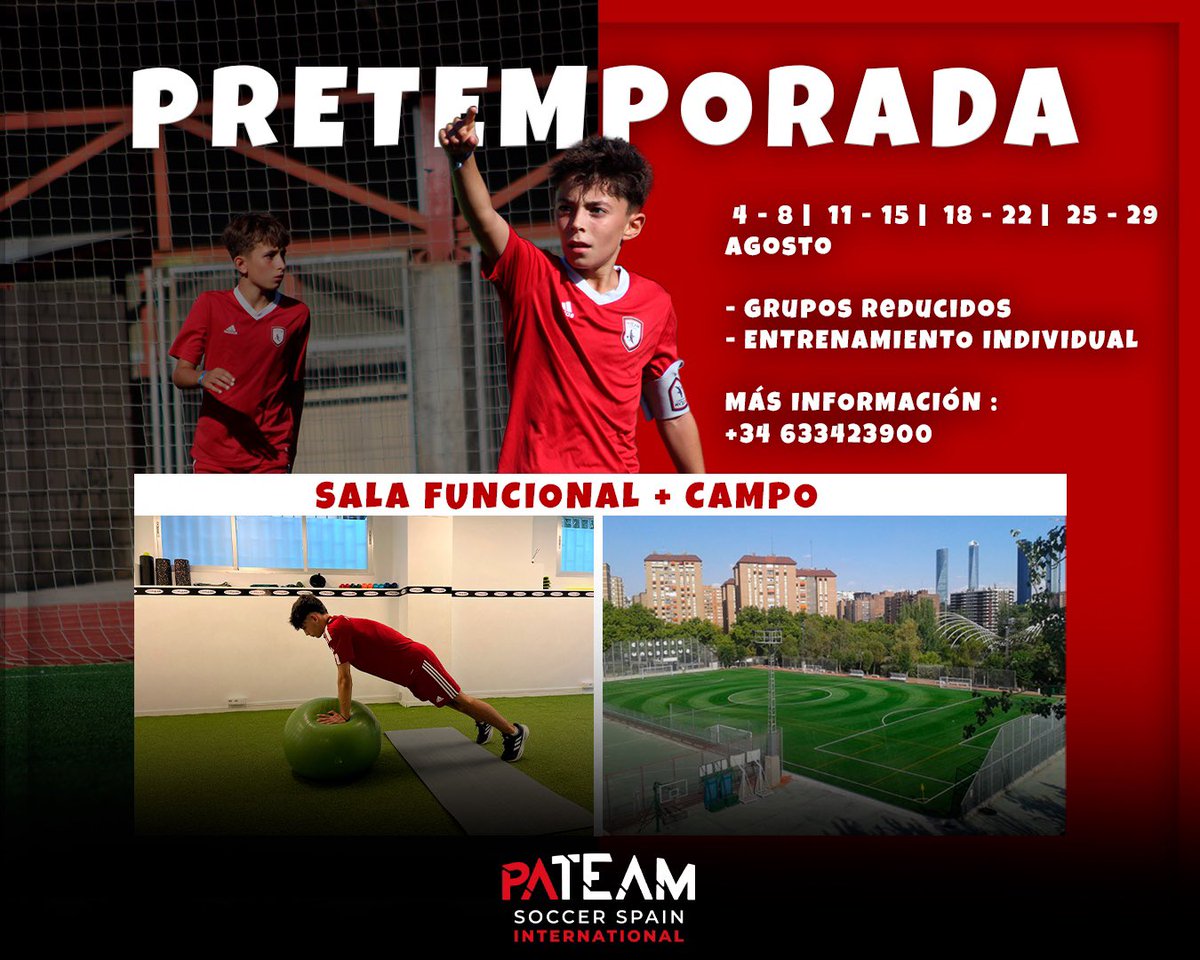 ACADEMY ⚽️ | ¡ARRANCA LA PRETEMPORADA! 🙌🏼

Parece que fue ayer cuando nos despedimos… Y ya estamos aquí otra vez 🥰 ¡Nos vemos esta tarde! ¡Vamos a prepararnos para un TEMPORADÓN! 🔥

#PATeamAcademy #SomosPAteam #Madrid #Soccer #Spain #AltoRendimiento #Futbolbase