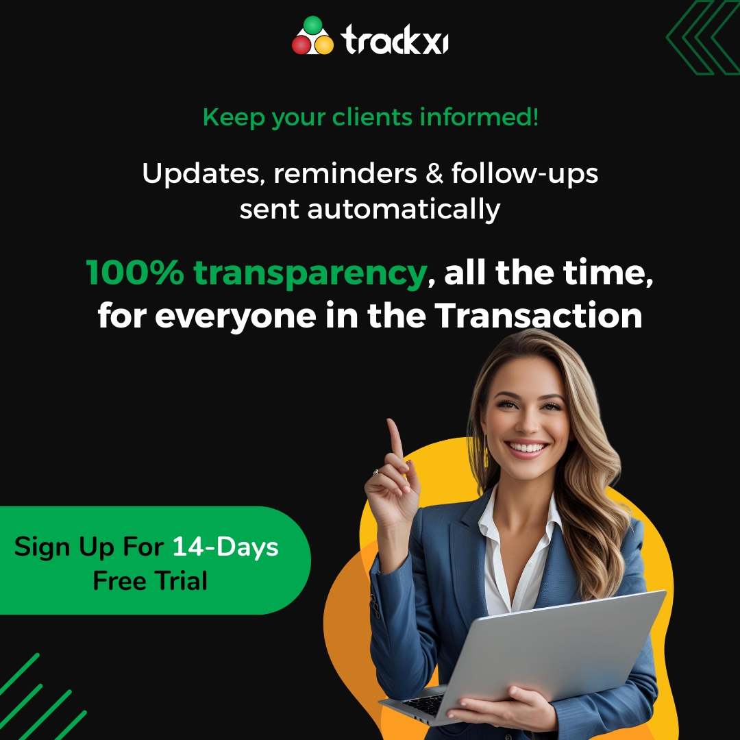 TrackxiSoftware's tweet image. 📩 Save hours every week! 
Automate all your client communication with Trackxi.

Try free for 14 days - trackxi.com

#transactioncoordinators #trackxi #automatedupdates #realestateagent #realestatetransactioncoordinator 
#realestatetransactions #realestatecoordinator