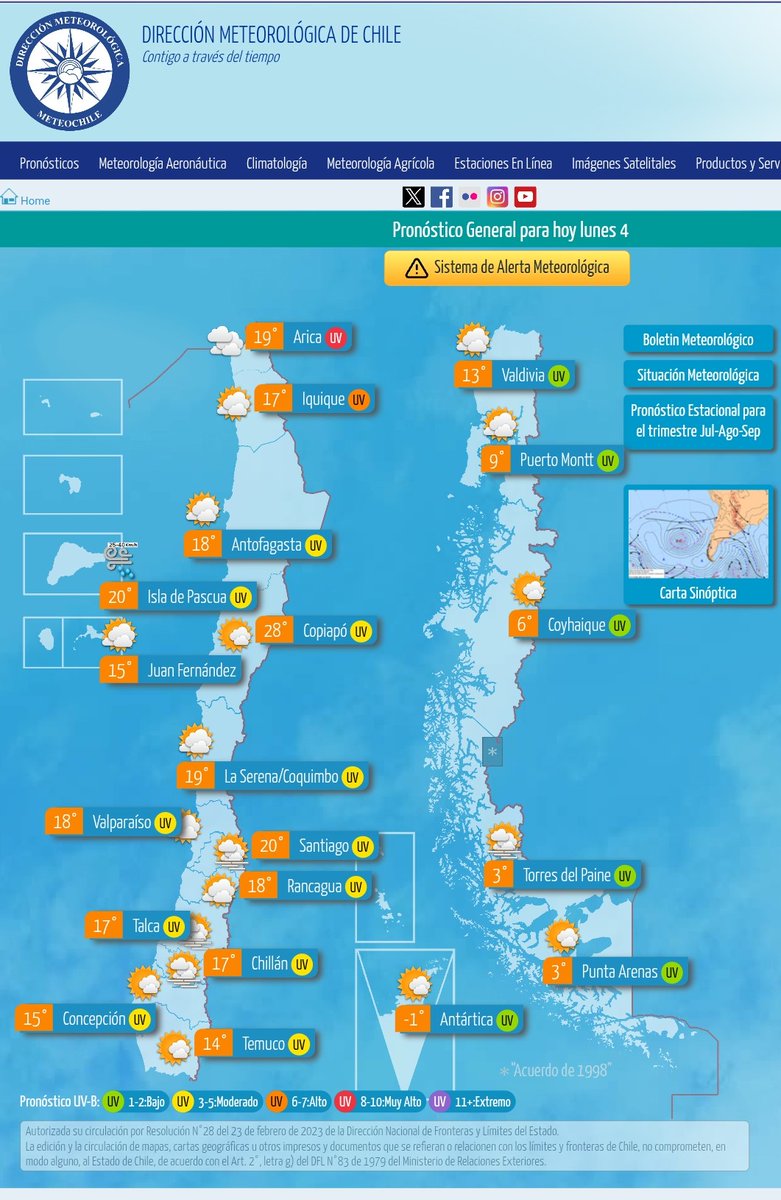 #BuenLunes | Para hoy se pronostican 🌧️precipitaciones de variada intensidad en la región de Los Lagos. Abundante nubosidad en las zonas centro y sur del país.
Revisa cómo estará el tiempo en tu ciudad 🔗 meteochile.gob.cl