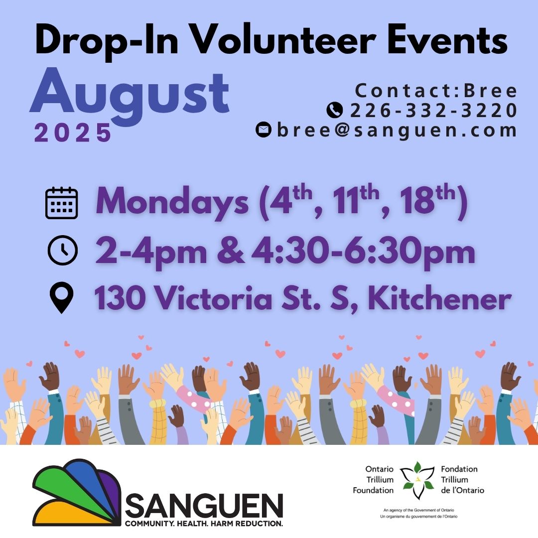 SanguenOutreach's tweet image. Looking for something to do today? Join us at the Kitchener Drop In Space for Kit Making! Volunteering is a great way to beat the heat while helping others! For more information, contact Bree@sanguen.com #volunteersrule #kitmaking