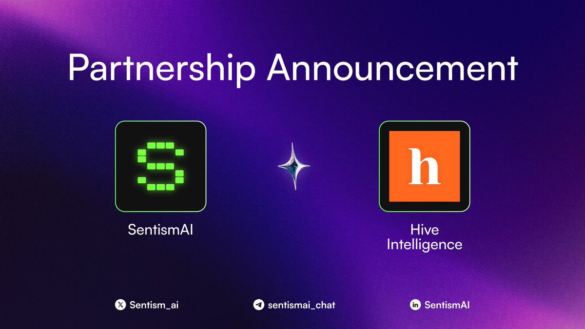 Sentism.AI (@sentism_ai) on Twitter photo 🤝 Partnership Announcement: SentismAI x HIVE
We’re excited to team up with <a href="/Hive_Intel/">Hive Intelligence</a> - a cutting-edge Blockchain Data API built for AI agents.
Powered primarily on Base chain, HIVE delivers LLM-ready responses and seamless multi-chain support. This collaboration supercharges 🤝 Partnership Announcement: SentismAI x HIVE
We’re excited to team up with <a href="/Hive_Intel/">Hive Intelligence</a> - a cutting-edge Blockchain Data API built for AI agents.
Powered primarily on Base chain, HIVE delivers LLM-ready responses and seamless multi-chain support. This collaboration supercharges