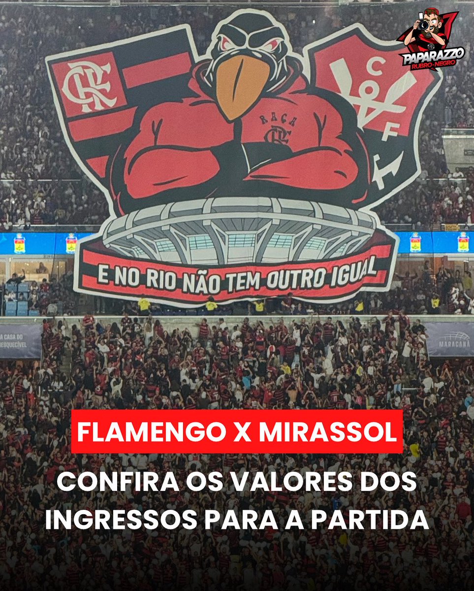 No próximo sábado (9), às 18h30, no Maracanã, Flamengo e Mirassol se enfrentam pela 19ª rodada do Campeonato Brasileiro. Confira os valores dos ingressos para esta partida:

Norte (Flamengo)
-Nação Maraca 1 : R$25,00
-Nação Maraca 2: R$35,00
-Nação Maraca 3: R$40,00
-Público
